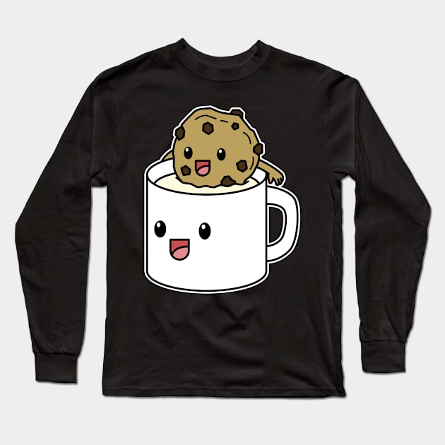 Chocolate Chips Cookie and Milk Long Sleeve T-Shirt by rudypagnel